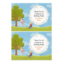 Park Birthday Party Thank You Favour Card Personalized Announcement