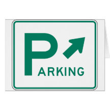Parking Street Sign Greeting Cards