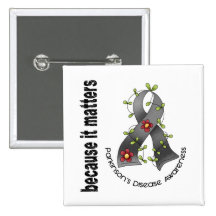 Parkinsons Disease Flower Ribbon 3 Button