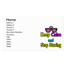 Parody Hipster Keep Calm And Stop Staring Business Card Template