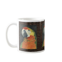 parrot cup on wicker coffee mug