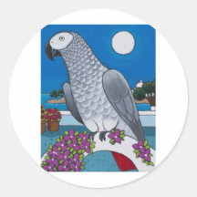 Parrot in Paradise Round Stickers