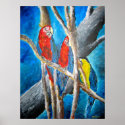 parrot tropical oil painting art print