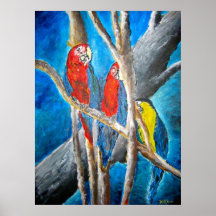parrot tropical oil painting art print