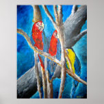 parrot tropical oil painting art print