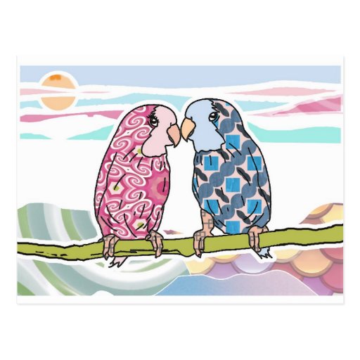 Parrots In Love Postcard