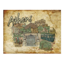 Parthenon Athens Greece Monument Travel Postcard