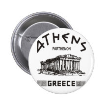 Parthenon - Athens - Greek (black) Pinback Button