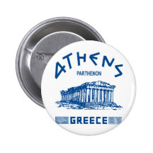 Parthenon - Athens - Greek (blue) Pinback Buttons