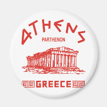 Parthenon - Athens - Greek (red) Refrigerator Magnet