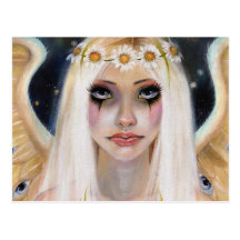 Parti vif - ange blond avec une couronne de margue carte postale