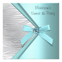 Partie argentée bleue turquoise du bonbon 16 à zèb invitations