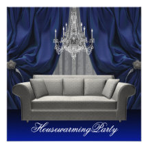 Partie bleue de pendaison de crémaillère de lustre invitations