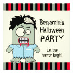 Partie de Halloween de zombi de bande dessinée Cartons D'invitation Personnalisés