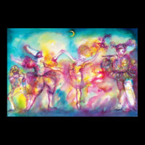 PARTIE de MASCARADE, masques de mardi gras, danse, affiches