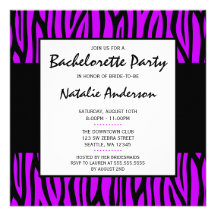 Partie moderne de Bachelorette de zèbre pourpre Invitations