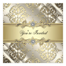 Partie noire élégante de damassé d'or invitations