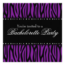 Partie pourpre de Bachelorette de diamants de zèbr invitations