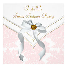 Partie rose du bonbon 16 à damassé cartons d'invitation