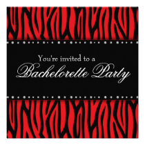 Partie rouge de Bachelorette de diamants de zèbre invitations