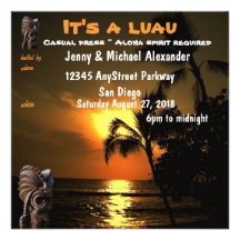 Parties de Luau de Polynésien de coucher du soleil Invitation Personnalisée