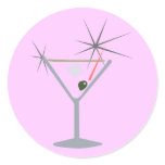 Partini Martini Glass Round Sticker