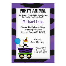 Party Animal Zebra Birthday Invitation