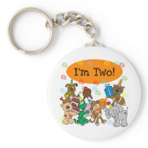Party Animals 2nd Birthday Tshirts and Gifts Key Chain