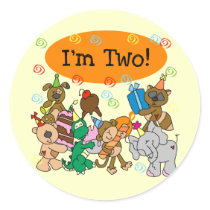 Party Animals 2nd Birthday Tshirts and Gifts Sticker