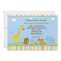 Party Animals Kids Birthday Party Invitation
