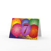 Party balloons for 7th birthday cards