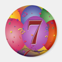 Party balloons for 7th birthday fridge magnet