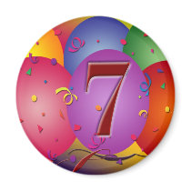 Party balloons for 7th birthday fridge magnet