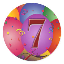 Party balloons for 7th birthday stickers