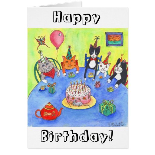 Party Cats!  Birthday kitty cats fun funny cards