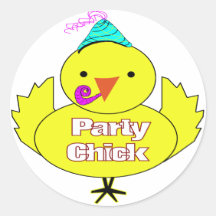 Party Chick Round Stickers