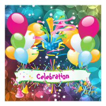 Party Fun Balloons Streamers Celebration Custom Announcements