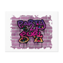 party gurl (girl) graffiti design post cards