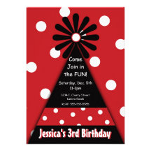 Party Hat with Red Polka Dots Invitation