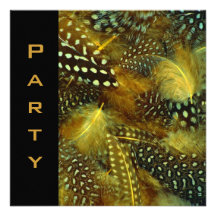 Party Invitation All Occasions Feathers Black Gold