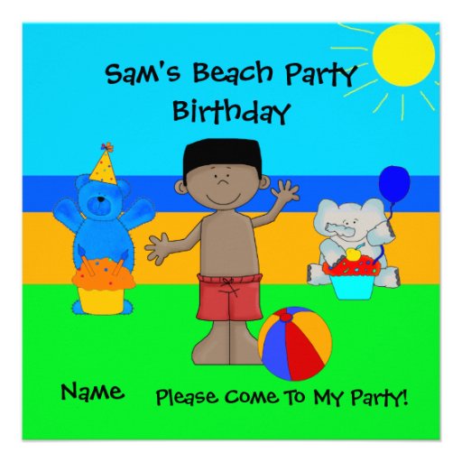 Party Invitation Birthday Beach boysGirls Children