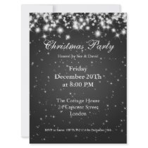 Party Invitation Black Elegant Sparkle Custom