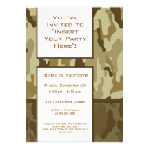 Party Invitation: Desert Tan Military Camouflage