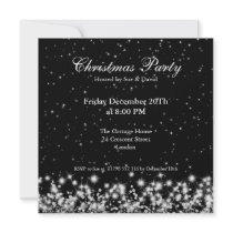 Party Invitation Elegant Winter Sparkle Black
