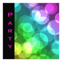 Party Invitation Feathers Black Pink Bubbles