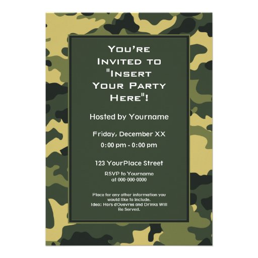 Party Invitation: Green Military Camouflage
