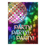 PARTY invitation with disco ball and rainbow of st