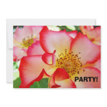 PARTY! Invitations custom Red White Rose Flowers