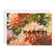 PARTY! Invitations Orange Dahlia Flowers Holidays