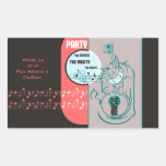 Party Music Cat Invitation Rectangular Sticker